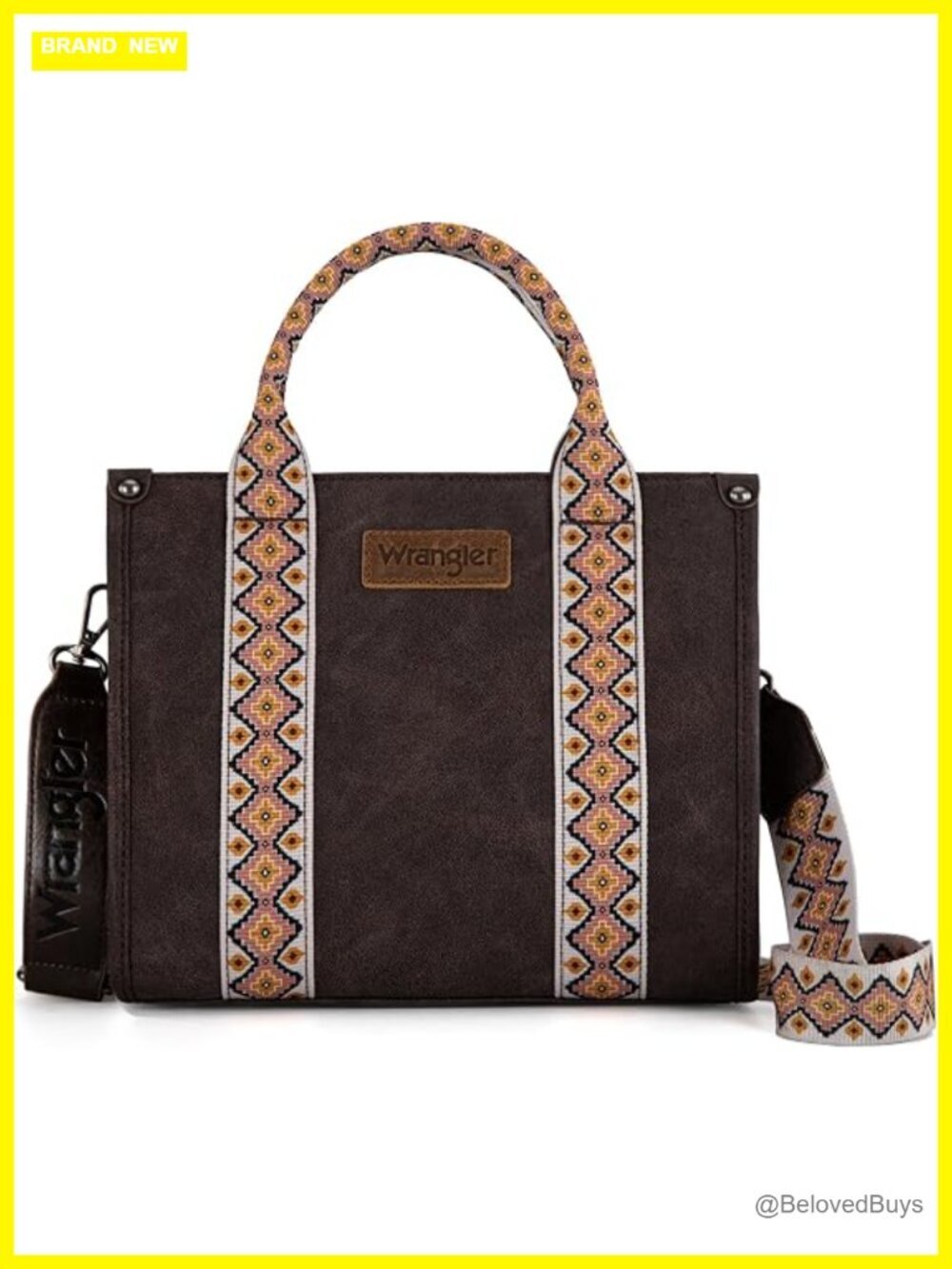 Western Tote Bag with Aztec Crossbody Strap, Faux Leather Medium Zipper Purse
